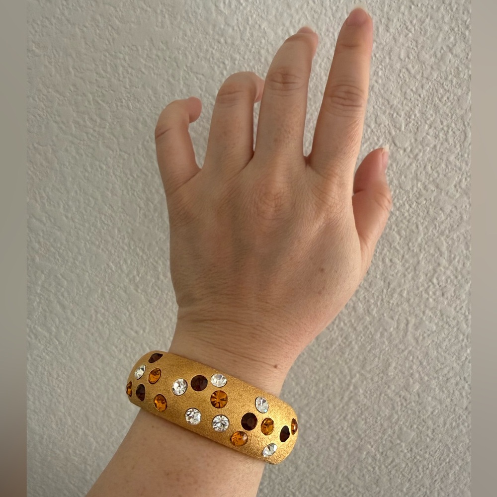 Vintage Jackie Collins Gold Plated Swarovski Crystal Bracelet & Earrings Set - Picture 2 of 14